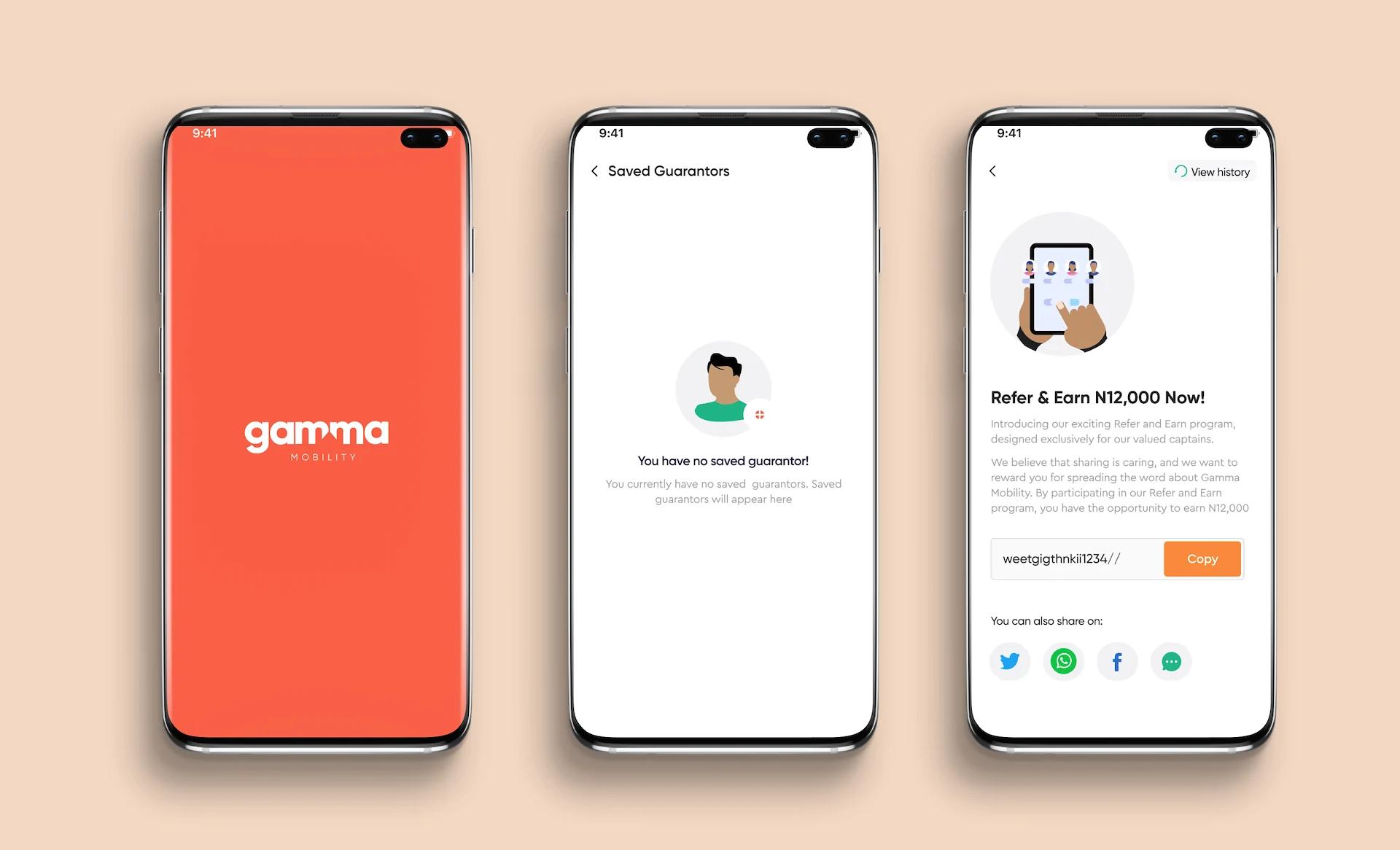 Gamma Mobility wireframe vs high fidelity comparison